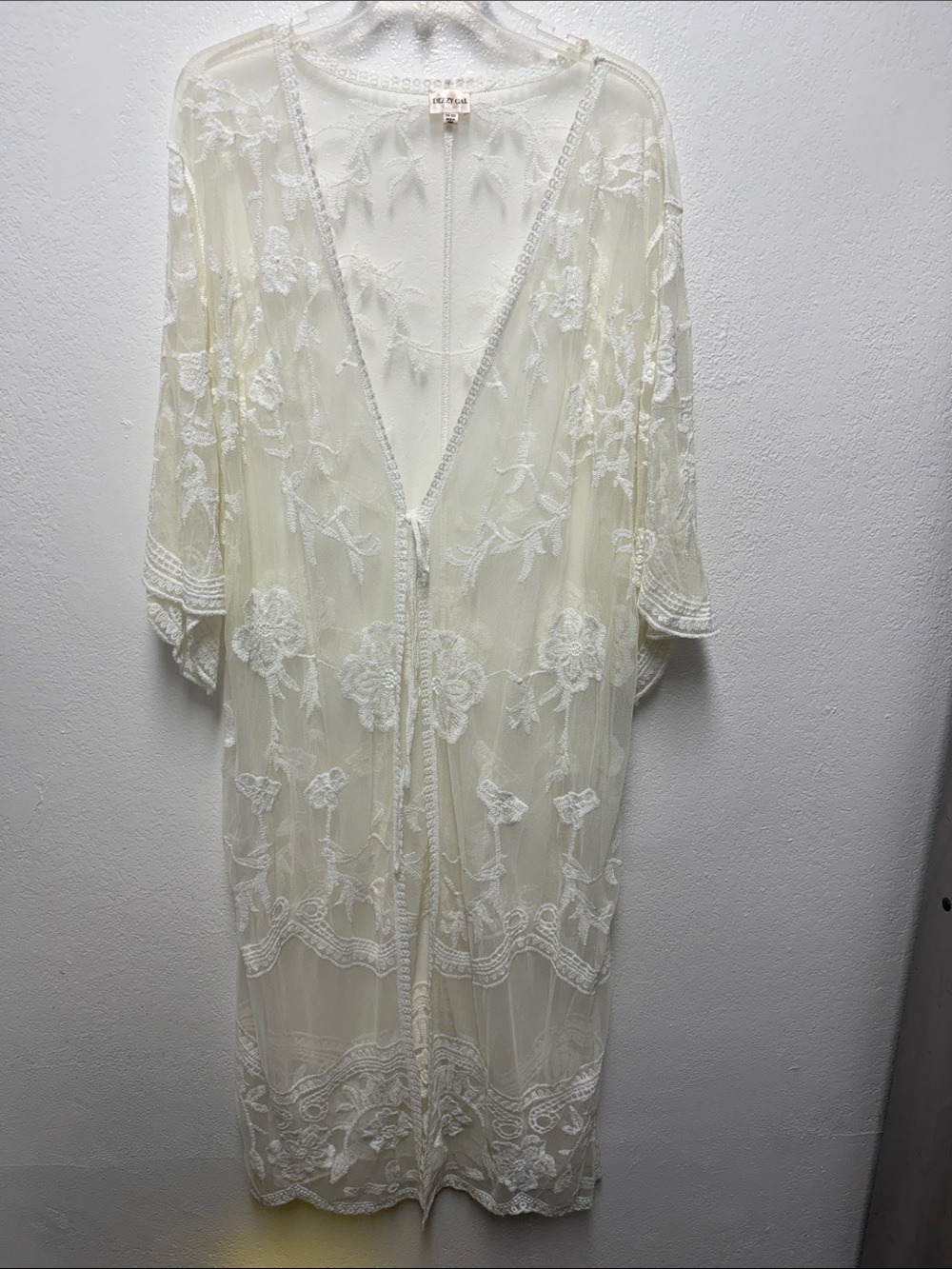 Sheer Ivory Embroidered Swim Coverup